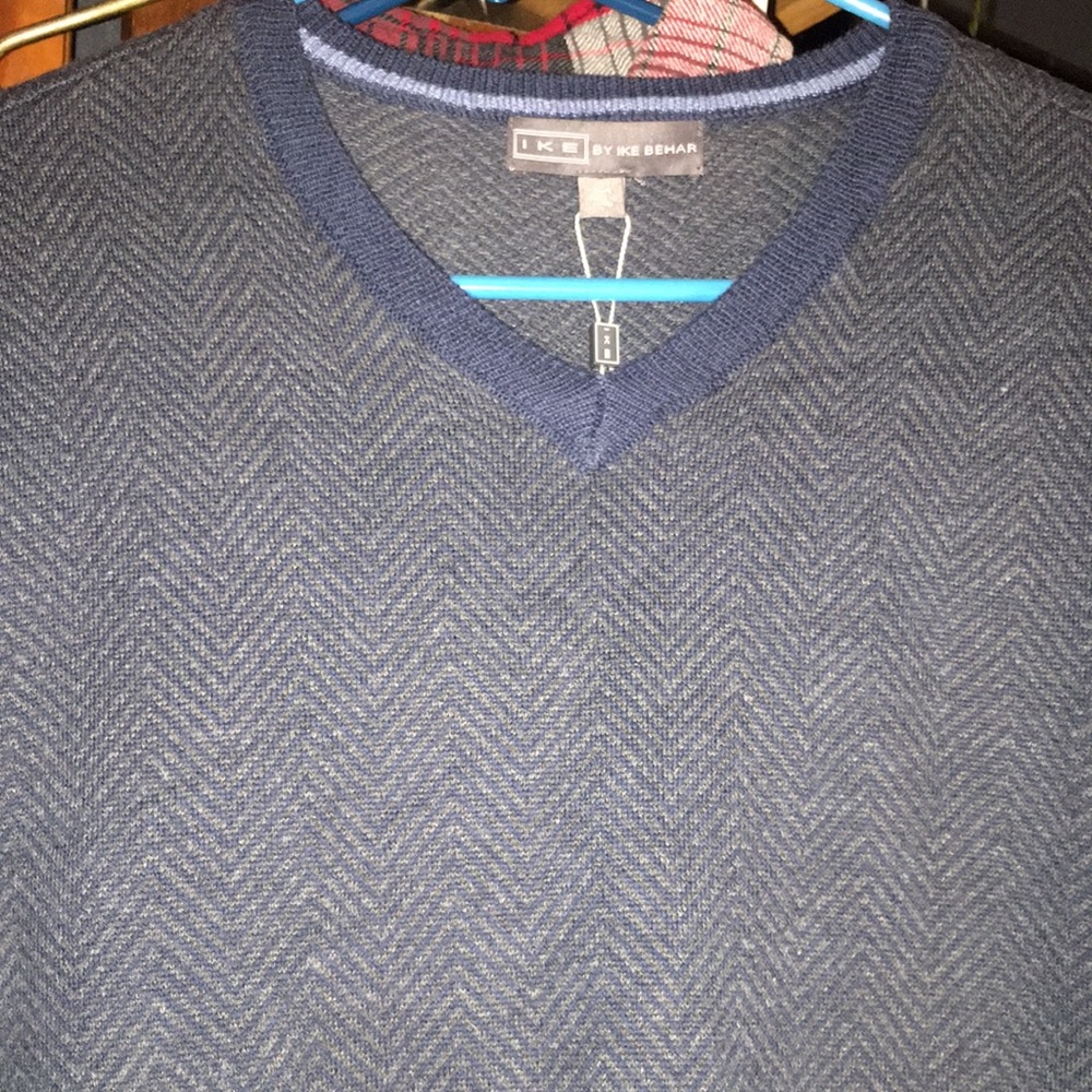 Ike Behar Navy Heather Medium Long Sleeve Sweater